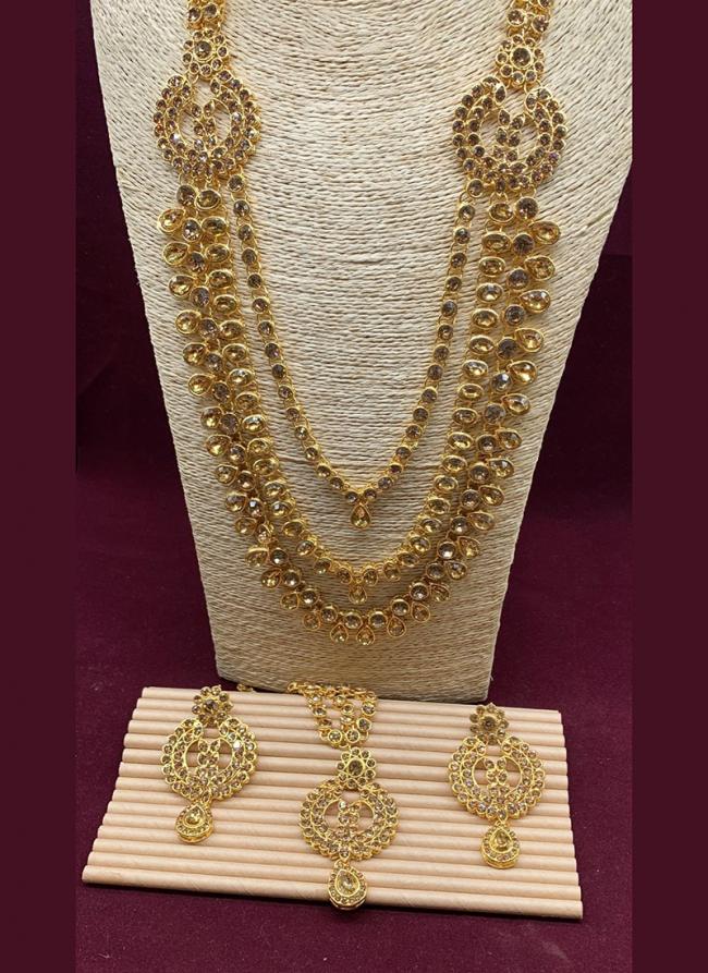 Yellow Gold Beautiful Design Long Wedding Necklace Set